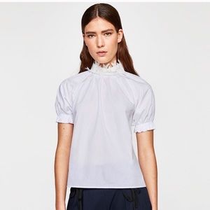 Zara Basics Collection | Lace Neckline Blouse